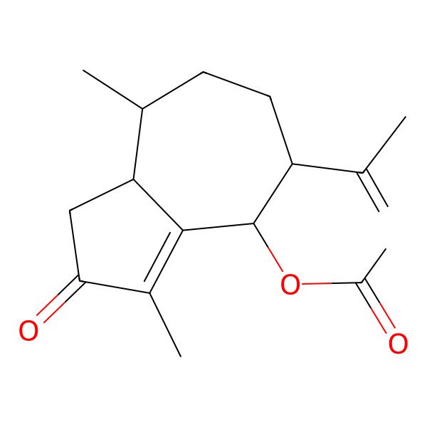 2D Structure of [(4R,5S,8S,8aR)-3,8-dimethyl-2-oxo-5-prop-1-en-2-yl-4,5,6,7,8,8a-hexahydro-1H-azulen-4-yl] acetate