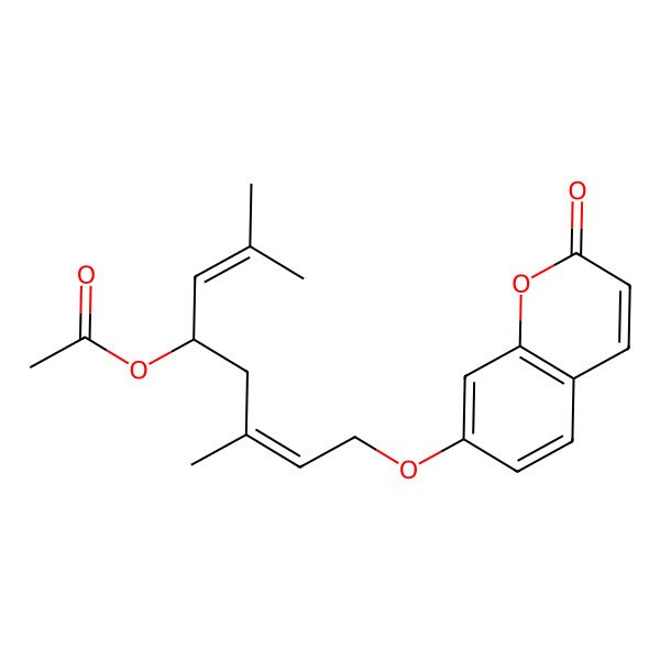 2D Structure of [(4R,6E)-2,6-dimethyl-8-(2-oxochromen-7-yl)oxyocta-2,6-dien-4-yl] acetate