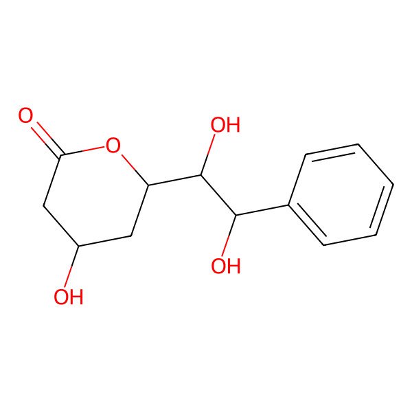2D Structure of (4R,6R)-6-[(1S,2R)-1,2-dihydroxy-2-phenylethyl]-4-hydroxyoxan-2-one