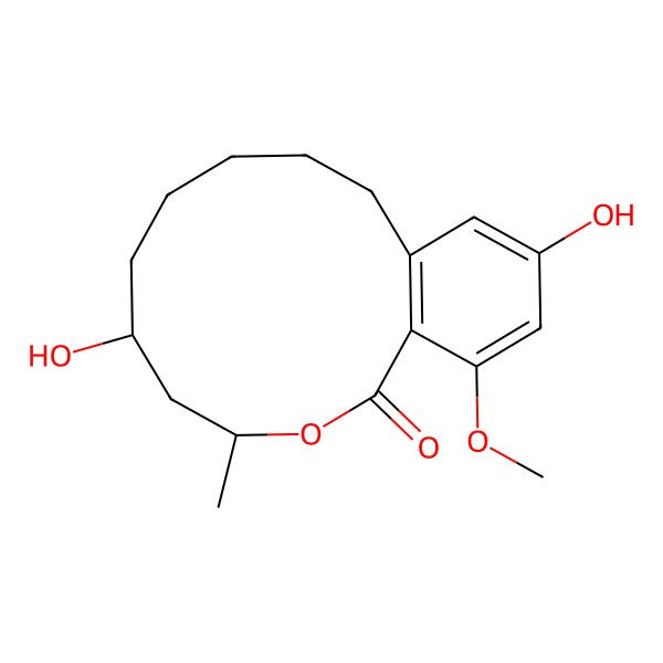 2D Structure of (4R,6R)-6,14-dihydroxy-16-methoxy-4-methyl-3-oxabicyclo[10.4.0]hexadeca-1(12),13,15-trien-2-one