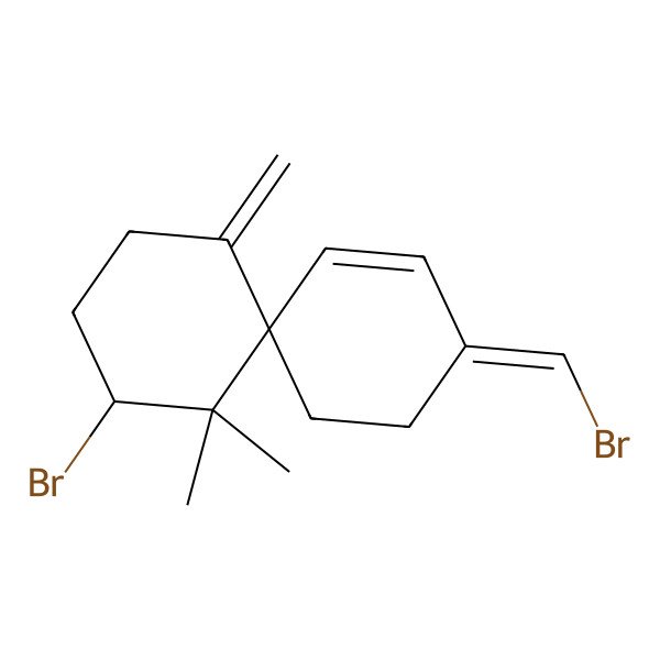 2D Structure of (4R,6S)-4-bromo-9-(bromomethylidene)-5,5-dimethyl-1-methylidenespiro[5.5]undec-10-ene