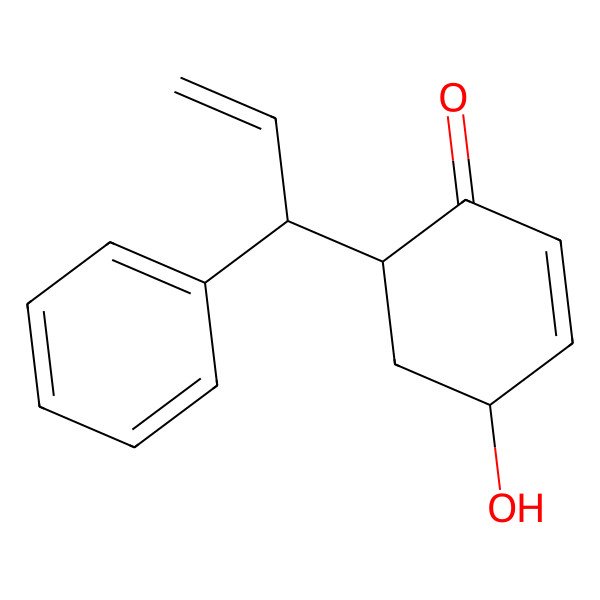 2D Structure of (4R,6S)-4-hydroxy-6-[(1S)-1-phenylprop-2-enyl]cyclohex-2-en-1-one