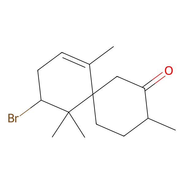 2D Structure of (4R,6S,9S)-4-bromo-1,5,5,9-tetramethylspiro[5.5]undec-1-en-10-one