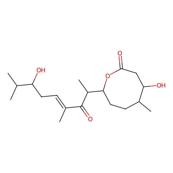 2D Structure of (4R,8S)-4-hydroxy-8-[(E,2S,7S)-7-hydroxy-4,8-dimethyl-3-oxonon-4-en-2-yl]-5-methyloxocan-2-one