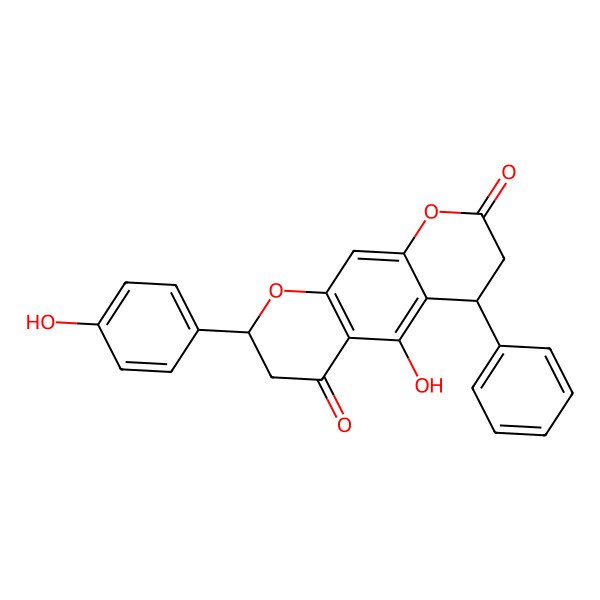 2D Structure of (4R,8S)-5-hydroxy-8-(4-hydroxyphenyl)-4-phenyl-3,4,7,8-tetrahydropyrano[3,2-g]chromene-2,6-dione