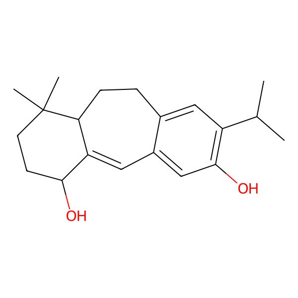 2D Structure of (4R,8S)-7,7-dimethyl-13-propan-2-yltricyclo[9.4.0.03,8]pentadeca-1(15),2,11,13-tetraene-4,14-diol