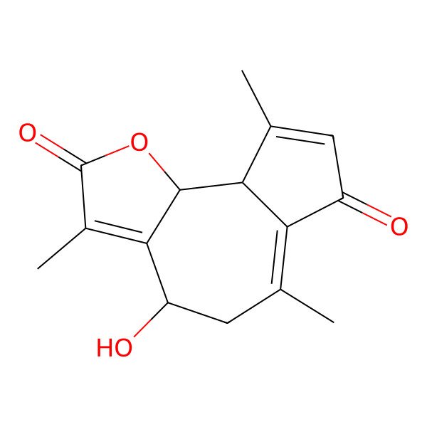 2D Structure of (4R,9aS,9bR)-4-hydroxy-3,6,9-trimethyl-4,5,9a,9b-tetrahydroazuleno[4,5-b]furan-2,7-dione