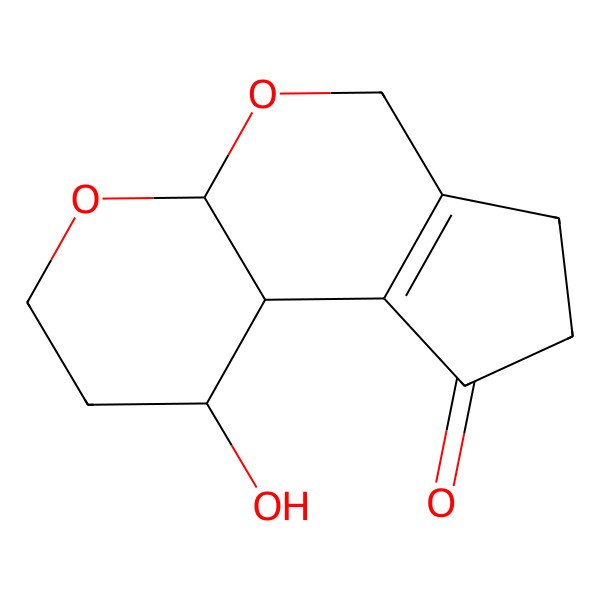 2D Structure of 4RS,7RS,11RS,2H-3,4,4a,5a,7,8-hexahydro-4-hydroxy-pyrano(2,3-b)cyclopenta(d)pyran-9(6H)-one
