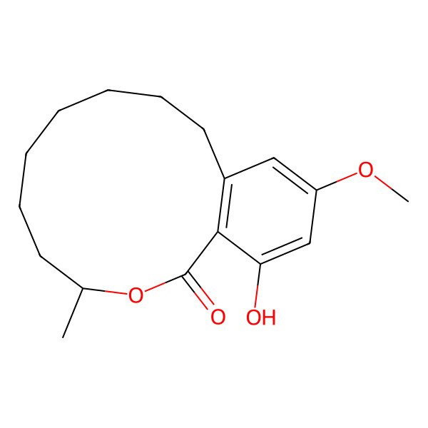 2D Structure of (4S)-16-hydroxy-14-methoxy-4-methyl-3-oxabicyclo[10.4.0]hexadeca-1(12),13,15-trien-2-one