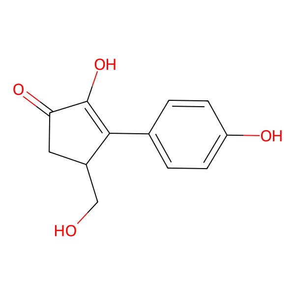 2D Structure of (4S)-2-hydroxy-4-(hydroxymethyl)-3-(4-hydroxyphenyl)cyclopent-2-en-1-one 2D Structure of (4S)-2-hydroxy-4-(hydroxymethyl)-3-(4-hydroxyphenyl)cyclopent-2-en-1-one