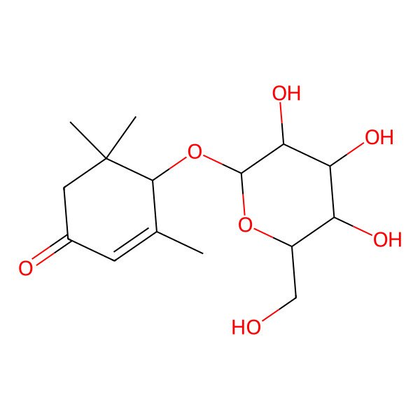2D Structure of (4S)-3,5,5-Trimethyl-4-(beta-D-glucopyranosyloxy)-2-cyclohexen-1-one