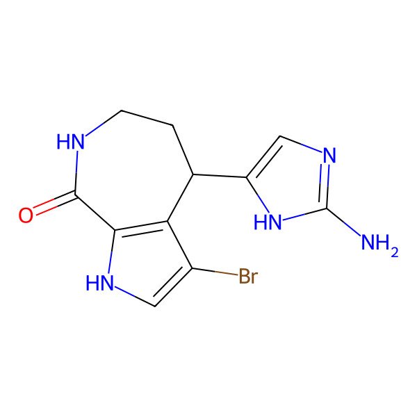 2D Structure of (4S)-4-(2-amino-1H-imidazol-5-yl)-3-bromo-4,5,6,7-tetrahydro-1H-pyrrolo[2,3-c]azepin-8-one