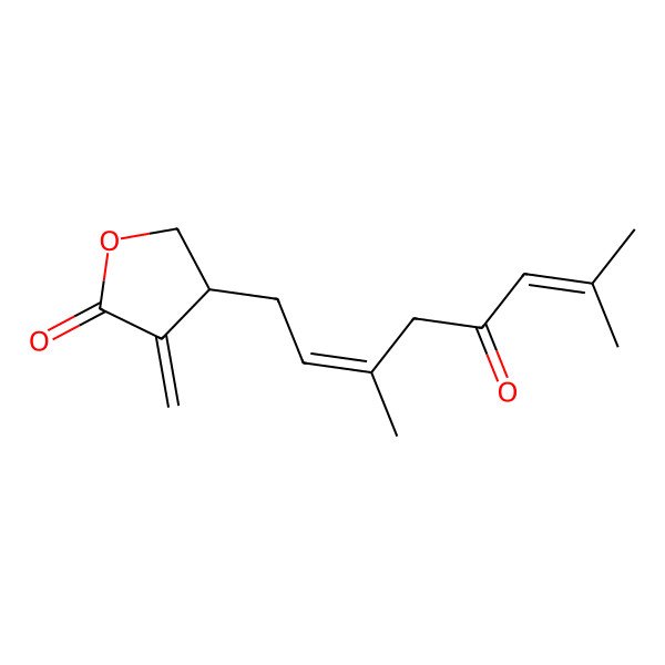 2D Structure of (4S)-4-[(2E)-3,7-dimethyl-5-oxoocta-2,6-dienyl]-3-methylideneoxolan-2-one