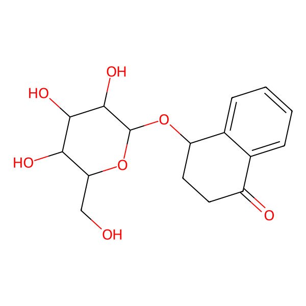 2D Structure of (4S)-4-[(2R,3R,4S,5S,6R)-3,4,5-trihydroxy-6-(hydroxymethyl)tetrahydropyran-2-yl]oxytetralin-1-one