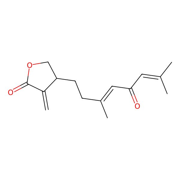 2D Structure of (4S)-4-[(3E)-3,7-dimethyl-5-oxoocta-3,6-dienyl]-3-methylideneoxolan-2-one