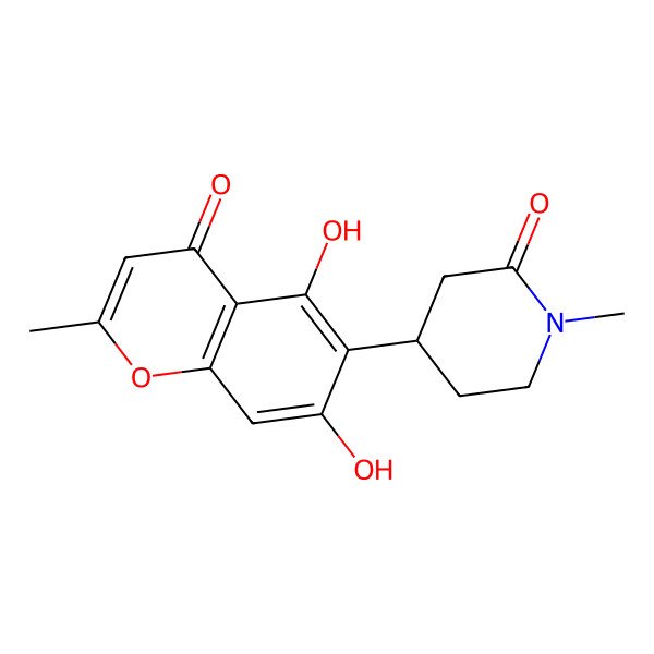 2D Structure of (4S)-4-(5,7-dihydroxy-2-methyl-4-oxochromen-6-yl)-1-methylpiperidin-2-one