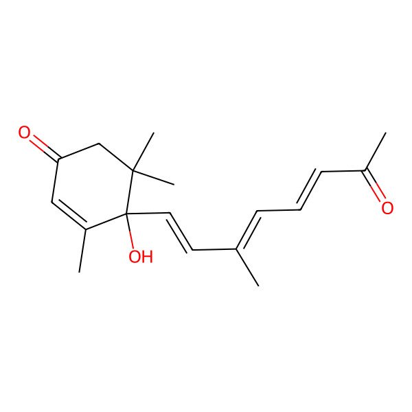 2D Structure of (4S)-4-hydroxy-3,5,5-trimethyl-4-[(1E)-3-methyl-7-oxoocta-1,3,5-trienyl]cyclohex-2-en-1-one