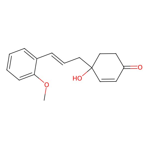 2D Structure of (4S)-4-hydroxy-4-[(E)-3-(2-methoxyphenyl)prop-2-enyl]cyclohex-2-en-1-one