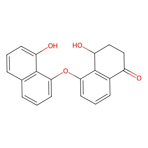 2D Structure of 4-hydroxy-5-(8-hydroxynaphthalen-1-yl)oxy-3,4-dihydro-2H-naphthalen-1-one