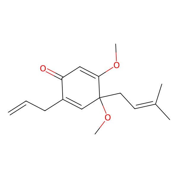 2D Structure of (4S)-4,5-dimethoxy-4-(3-methylbut-2-enyl)-2-prop-2-enylcyclohexa-2,5-dien-1-one