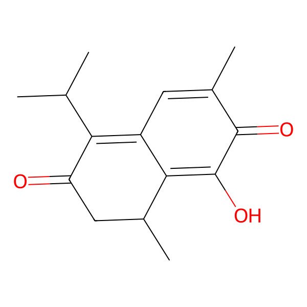 2D Structure of (4S)-5-hydroxy-4,7-dimethyl-1-propan-2-yl-3,4-dihydronaphthalene-2,6-dione