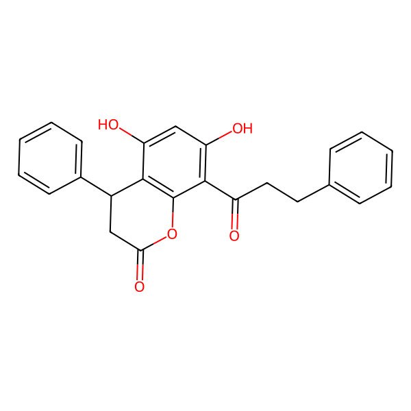 2D Structure of (4S)-5,7-dihydroxy-4-phenyl-8-(3-phenylpropanoyl)-3,4-dihydrochromen-2-one 2D Structure of (4S)-5,7-dihydroxy-4-phenyl-8-(3-phenylpropanoyl)-3,4-dihydrochromen-2-one