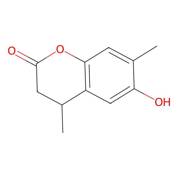 2D Structure of (4S)-6-hydroxy-4,7-dimethyl-3,4-dihydrochromen-2-one 2D Structure of (4S)-6-hydroxy-4,7-dimethyl-3,4-dihydrochromen-2-one