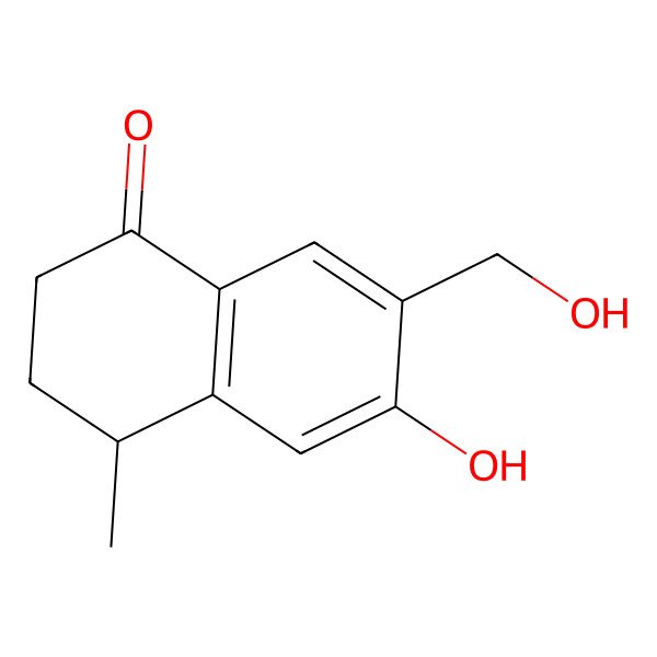 2D Structure of (4S)-6-hydroxy-7-(hydroxymethyl)-4-methyl-3,4-dihydro-2H-naphthalen-1-one