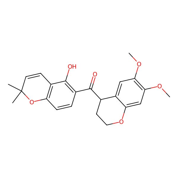 2D Structure of [(4S)-6,7-dimethoxy-3,4-dihydro-2H-chromen-4-yl]-(5-hydroxy-2,2-dimethylchromen-6-yl)methanone