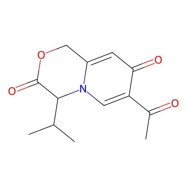 2D Structure of (4S)-7-acetyl-4-propan-2-yl-1,4-dihydropyrido[2,1-c][1,4]oxazine-3,8-dione