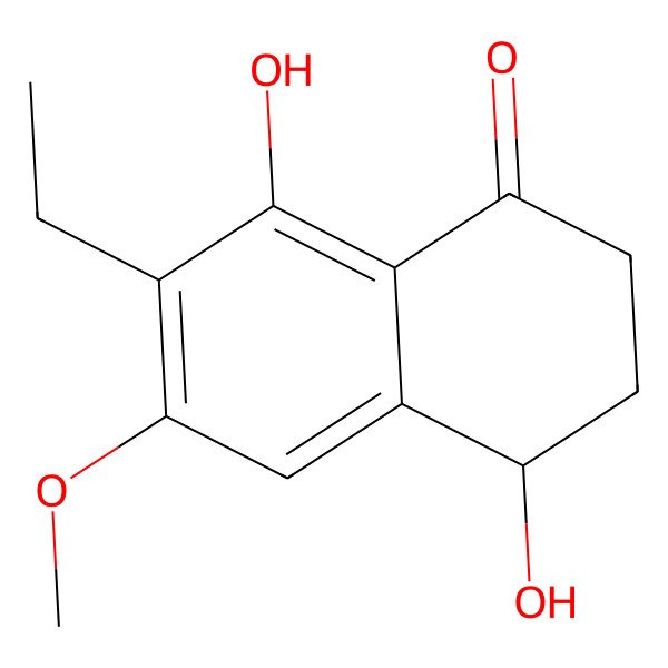 2D Structure of (4S)-7-ethyl-4,8-dihydroxy-6-methoxy-3,4-dihydro-2H-naphthalen-1-one
