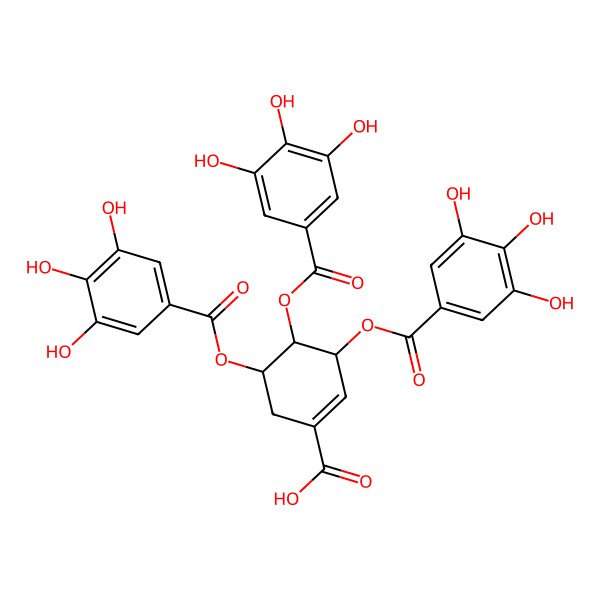 2D Structure of (4S,3R,5R)-3,4,5-Tris(3,4,5-trihydroxyphenylcarbonyloxy)cyclohex-1-enecarboxylic acid 2D Structure of (4S,3R,5R)-3,4,5-Tris(3,4,5-trihydroxyphenylcarbonyloxy)cyclohex-1-enecarboxylic acid