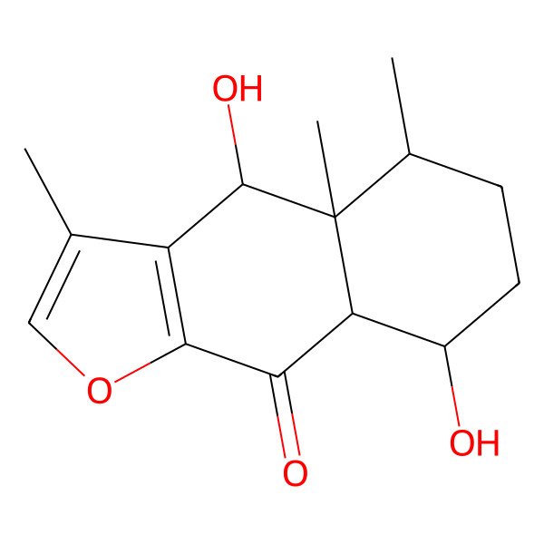 2D Structure of (4S,4aR,5S,8S,8aS)-4,8-dihydroxy-3,4a,5-trimethyl-4,5,6,7,8,8a-hexahydrobenzo[f][1]benzofuran-9-one