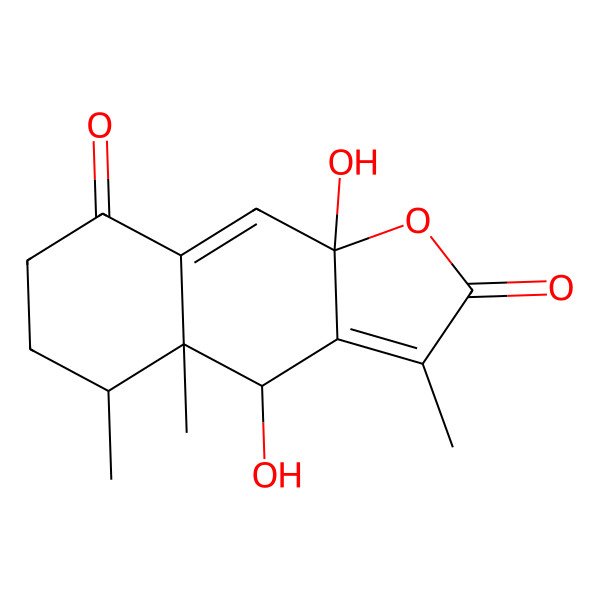 2D Structure of (4S,4aR,5S,9aR)-4,9a-dihydroxy-3,4a,5-trimethyl-4,5,6,7-tetrahydrobenzo[f][1]benzofuran-2,8-dione