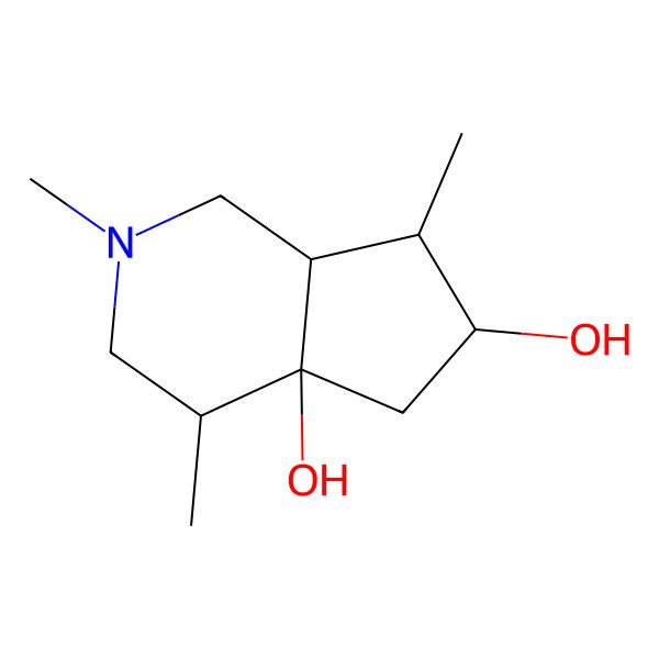 2D Structure of (4S,4aR,6R,7S,7aR)-2,4,7-trimethyl-3,4,5,6,7,7a-hexahydro-1H-cyclopenta[c]pyridine-4a,6-diol