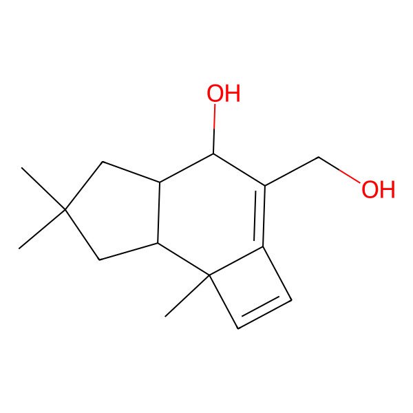 2D Structure of (4S,4aR,7aS,7bR)-3-(hydroxymethyl)-6,6,7b-trimethyl-4a,5,7,7a-tetrahydro-4H-cyclobuta[e]inden-4-ol