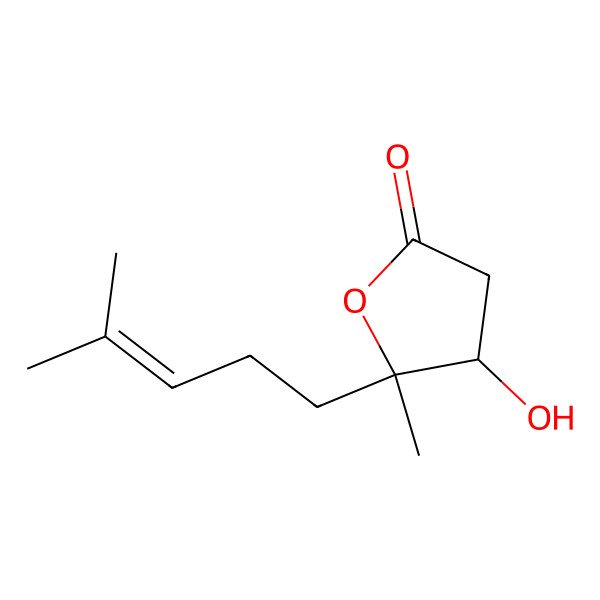 2D Structure of (4s,5r)-4-Hydroxy-5-methyl-5-(4-methylpent-3-en-1-yl)dihydrofuran-2(3h)-one 2D Structure of (4s,5r)-4-Hydroxy-5-methyl-5-(4-methylpent-3-en-1-yl)dihydrofuran-2(3h)-one