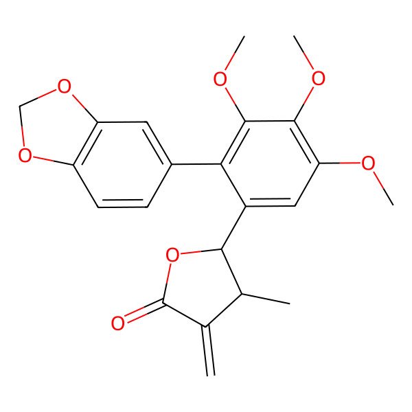 2D Structure of (4S,5R)-5-[2-(1,3-benzodioxol-5-yl)-3,4,5-trimethoxyphenyl]-4-methyl-3-methylideneoxolan-2-one