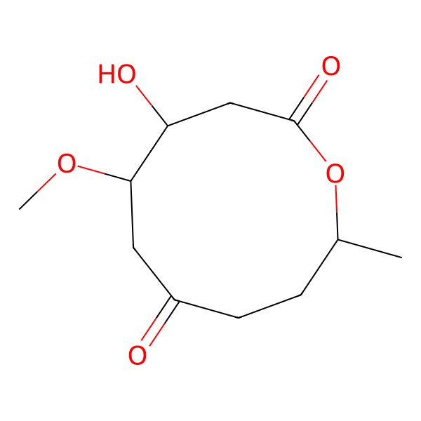2D Structure of (4S,5R,10R)-4-hydroxy-5-methoxy-10-methyloxecane-2,7-dione