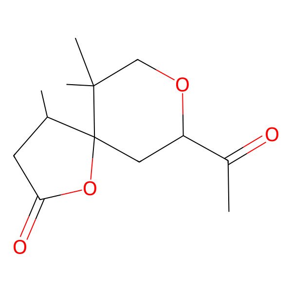 2D Structure of (4S,5R,9S)-9-acetyl-4,6,6-trimethyl-1,8-dioxaspiro[4.5]decan-2-one