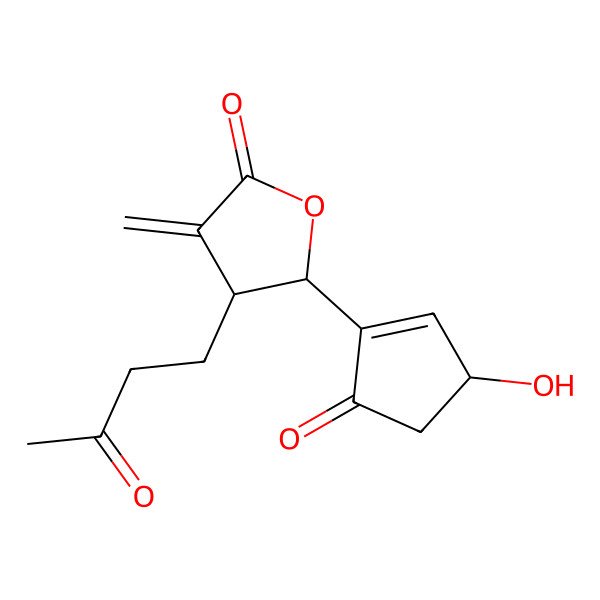 2D Structure of (4S,5S)-5-[(3S)-3-hydroxy-5-oxocyclopenten-1-yl]-3-methylidene-4-(3-oxobutyl)oxolan-2-one