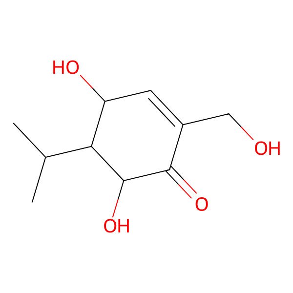 2D Structure of (4S,5S,6R)-4,6-dihydroxy-2-(hydroxymethyl)-5-propan-2-ylcyclohex-2-en-1-one 2D Structure of (4S,5S,6R)-4,6-dihydroxy-2-(hydroxymethyl)-5-propan-2-ylcyclohex-2-en-1-one