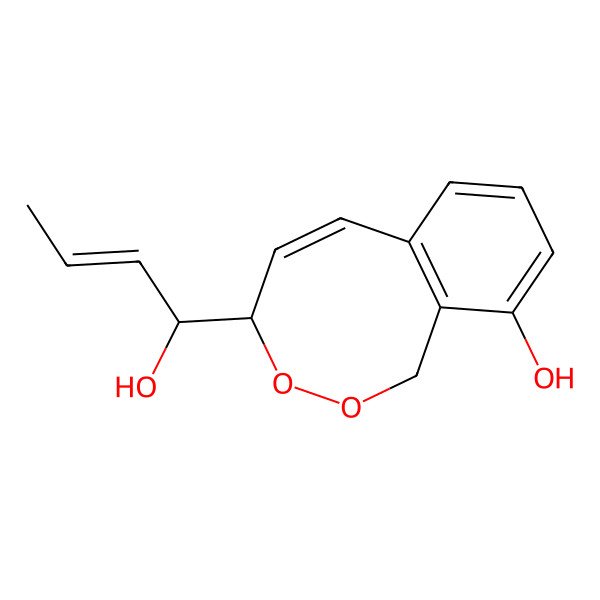 2D Structure of (4S,5Z)-4-[(E,1S)-1-hydroxybut-2-enyl]-1,4-dihydro-2,3-benzodioxocin-10-ol