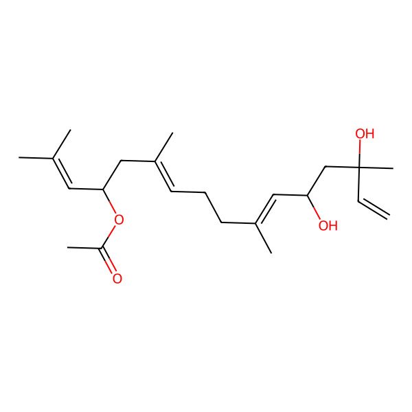 2D Structure of [(4S,6E,10E,12R,14S)-12,14-dihydroxy-2,6,10,14-tetramethylhexadeca-2,6,10,15-tetraen-4-yl] acetate