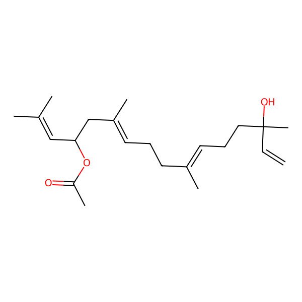 2D Structure of [(4S,6E,10E,14S)-14-hydroxy-2,6,10,14-tetramethylhexadeca-2,6,10,15-tetraen-4-yl] acetate