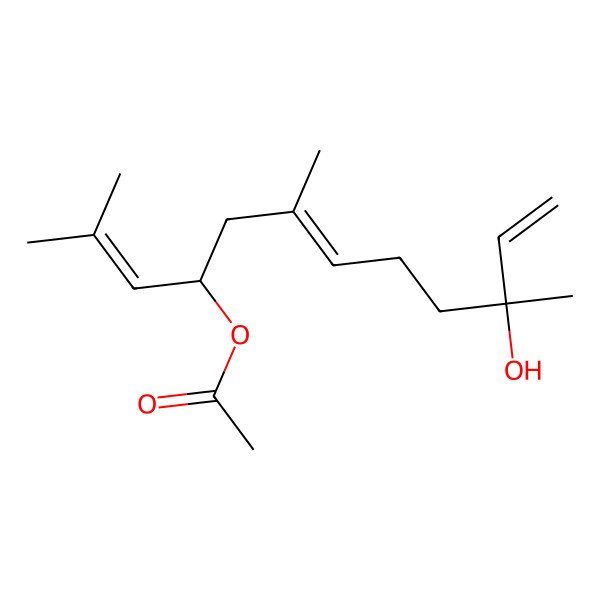 2D Structure of [(4S,6E,10S)-10-hydroxy-2,6,10-trimethyldodeca-2,6,11-trien-4-yl] acetate