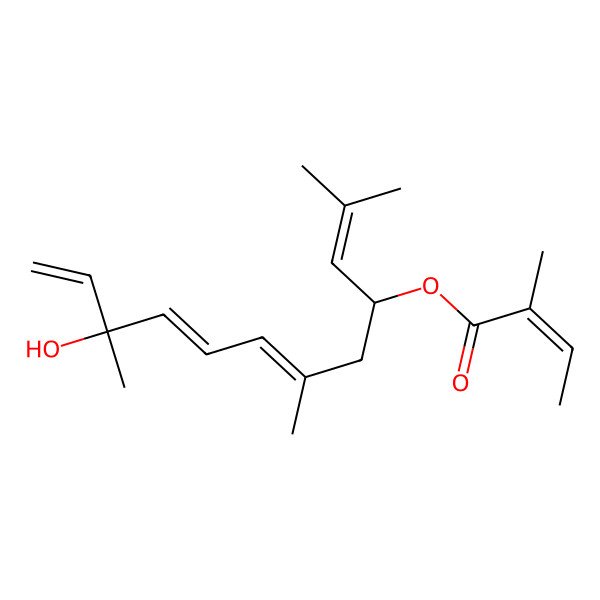2D Structure of [(4S,6E,8E,10S)-10-hydroxy-2,6,10-trimethyldodeca-2,6,8,11-tetraen-4-yl] (Z)-2-methylbut-2-enoate