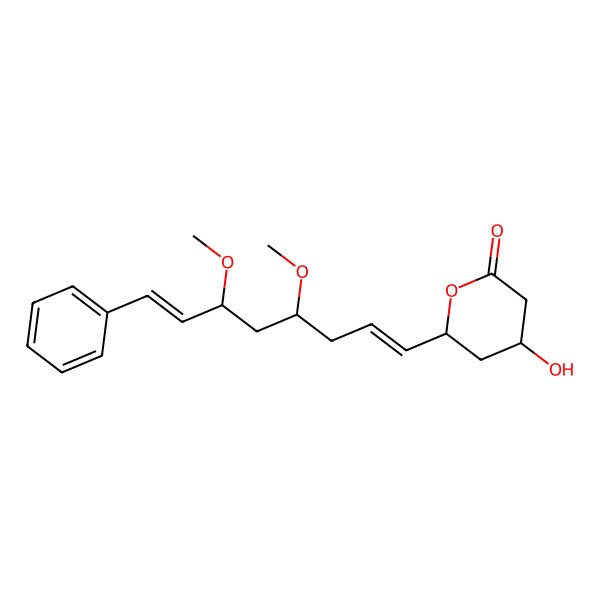 2D Structure of (4S,6R)-6-[(1E,4R,6S,7E)-4,6-dimethoxy-8-phenylocta-1,7-dienyl]-4-hydroxyoxan-2-one