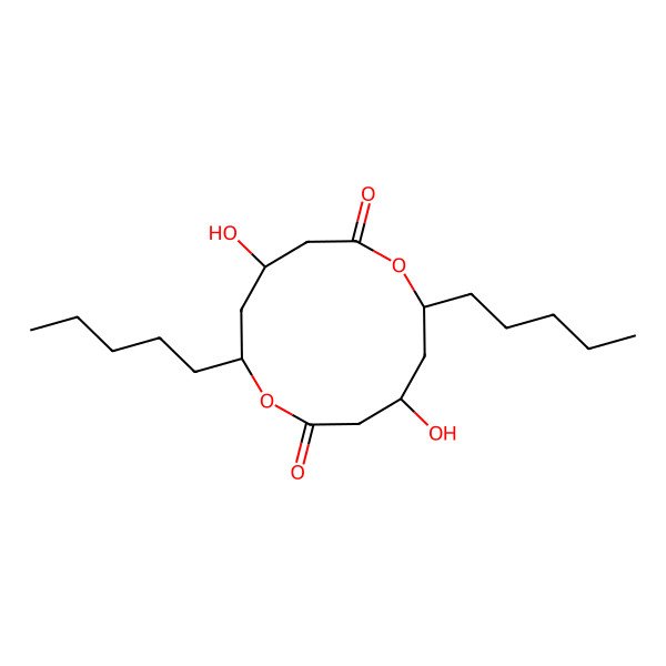 2D Structure of (4S,6R,10S,12R)-4,10-dihydroxy-6,12-dipentyl-1,7-dioxacyclododecane-2,8-dione