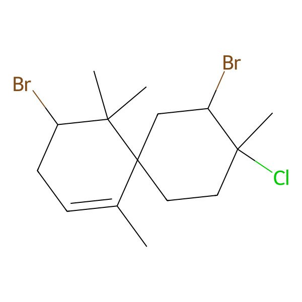 2D Structure of (4S,6R,9R,10R)-4,10-dibromo-9-chloro-1,5,5,9-tetramethylspiro[5.5]undec-1-ene